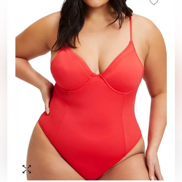 Good American 4XL Showoff Underwire One Piece Swimsuit Bright Poppy Red‎ New - Picture 1 of 12
